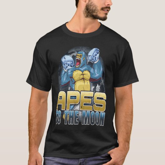 月のダイヤモンドへのApesの手HODL Apes一緒に Tシャツ (正面)
