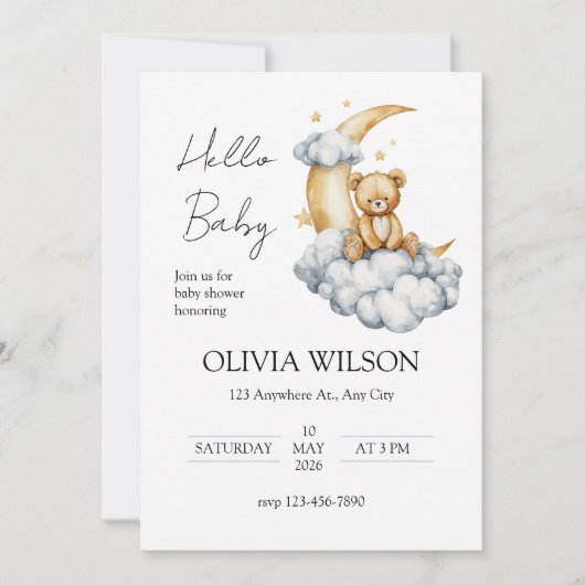 月のテディベアの夢 招待状 (正面)