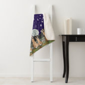 月のネイビーブルーナイトスカイバニーのウサギ シェルパブランケット (インサイチュ)