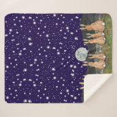 月のネイビーブルーナイトスカイバニーのウサギ シェルパブランケット (正面(横))