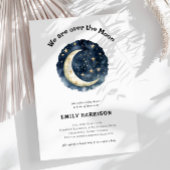 月のネイビーブルー宇宙ベビーシャワー 招待状