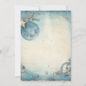 月のネイビーブルー男の赤ちゃんシャワー 招待状 (裏面)