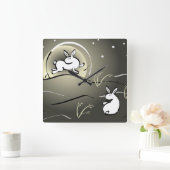 月のバニーの柱時計 スクエア壁時計 (ホーム)