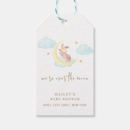 月のバニー雲の赤ちゃんシャワーの上のミニマリスト ギフトタグ