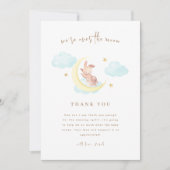 月のバニー雲の赤ちゃんシャワーの上のミニマリスト サンキューカード (正面)