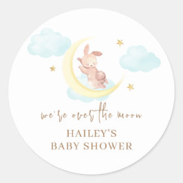 月のバニー雲の赤ちゃんシャワーの上のミニマリスト ラウンドシール