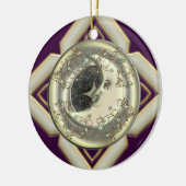 月のパーソナライズな円形のオーナメント セラミックオーナメント (左)