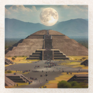 月のピラミッド、テオティワカン、メキシコ旅行 ガラスコースター