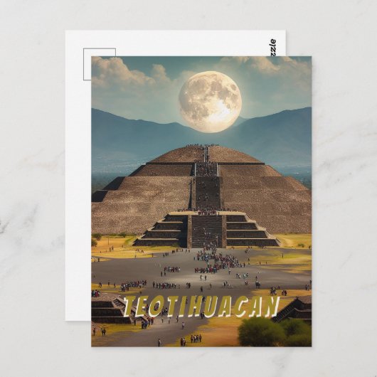月のピラミッド、テオティワカン、メキシコ旅行 ポストカード (正面/裏面)