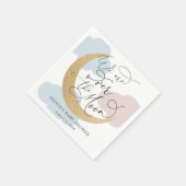 月のピンクと青の赤ちゃんシャワーの上で スタンダードカクテルナプキン (角)