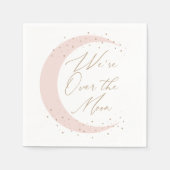 月のピンクの女の子のベビーシャワーの上 スタンダードカクテルナプキン (正面)