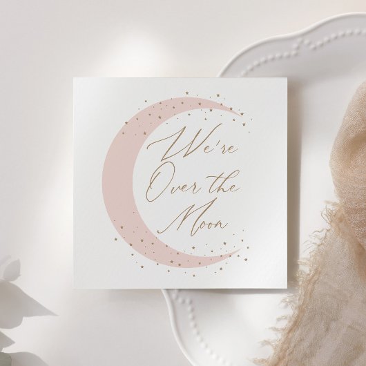 月のピンクの女の子のベビーシャワーの上 スタンダードカクテルナプキン