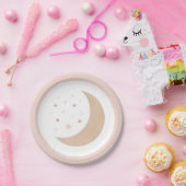 月のピンクの女の子のベビーシャワーの上 ペーパープレート (パーティー)