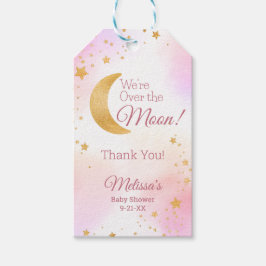 月のピンクの女の子の赤ちゃんシャワーありがとう ギフトタグ