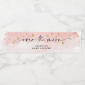 月のピンクの女の子の赤ちゃんシャワーの上で ペットボトルラベル (シングルラベル)