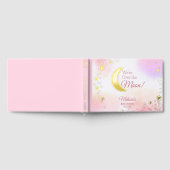 月のピンクの女の子の赤ちゃんシャワーを夢見る ゲストブック (全面)