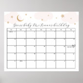 月のピンクの赤ちゃんシャワーの締め切り日付推測ゲーム ポスター (正面)