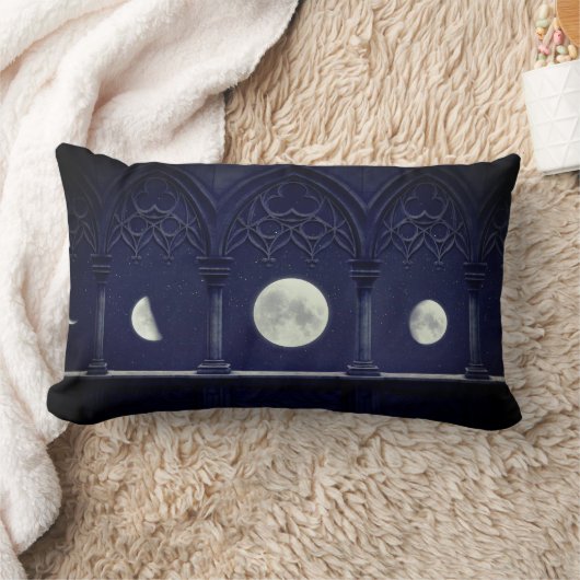 月のフェーズを持つランセットウィンドウ ランバークッション (ブランケット)