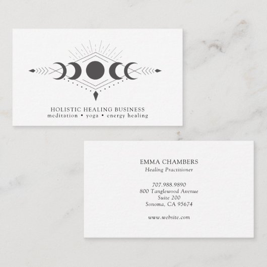 月のフェーズ癒し開業医の名刺 名刺 (正面/裏面)