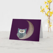 月のフクロウ カード (黄色い花)