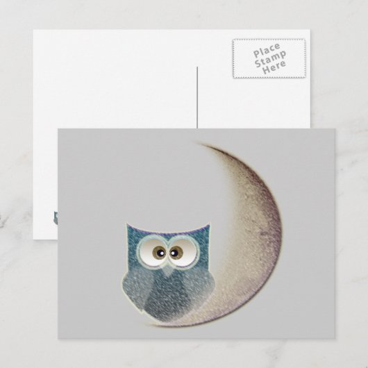 月のフクロウ ポストカード (正面/裏面)