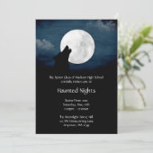 月のプロムのフォーマルな招待状で遠ぼえしているオオカミ 招待状 (スタンド正面)