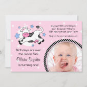 月のベビーの写真の誕生日にわたる牛 招待状 (正面)