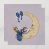 月のベビーの小妖精や小人 招待状 (正面/裏面)