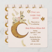 月のベビーガールシャワーを浴びる 招待状 (正面/裏面)