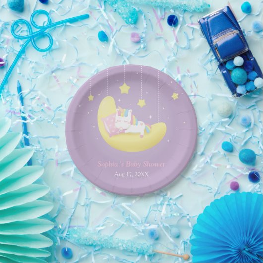 月のベビーシャワーのプレートのかわいく小さいユニコーン ペーパープレート (パーティー)