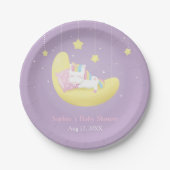 月のベビーシャワーのプレートのかわいく小さいユニコーン ペーパープレート (正面)