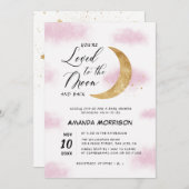 月のベビーシャワーの招待を受けるのが大好きである 招待状 (正面/裏面)