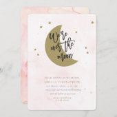 月のベビーシャワーの招待状の女の子に 招待状 (正面/裏面)