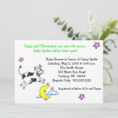 月のベビーシャワー招待状上の牛 招待状 (スタンド正面)