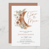 月のボホの赤ちゃん男女兼用のシャワー越え 招待状 (正面/裏面)