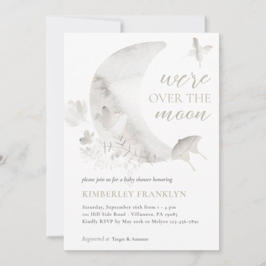 月のボホの赤ちゃん男女兼用のシャワー越え 招待状 (正面)