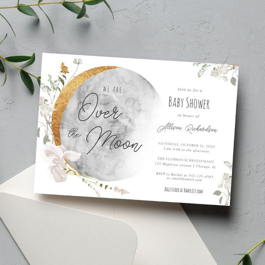 月のボホの赤ちゃん男女兼用シャワーの上 招待状