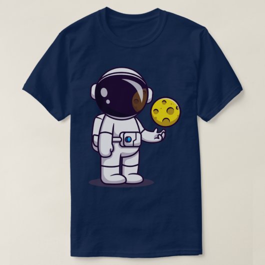 月のボールを描いた宇宙飛行士 Tシャツ (デザイン正面)