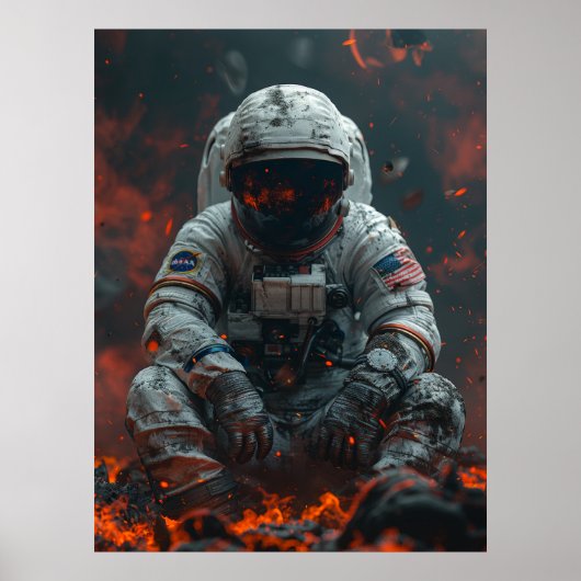 月のポスターに座る宇宙飛行士の心をとらえる ポスター (正面)