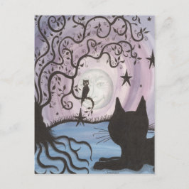 月のポストカードで魅惑する猫 ポストカード