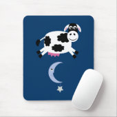 月のマウスマットに跳ばれるかわいい牛 マウスパッド (マウス)