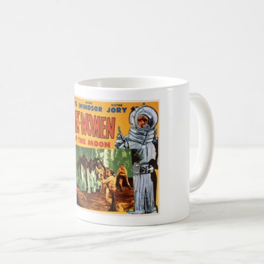 月のマグの猫の女性 コーヒーマグカップ (正面右)