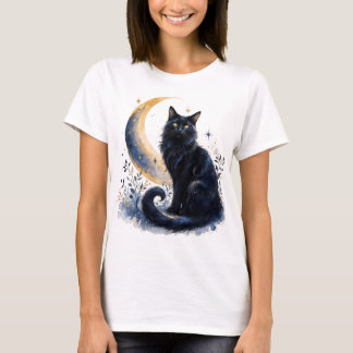 月のマジカルブラックキャットPNG | ボホゴシックTシャツ Tシャツ
