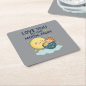 月のママのTシャツにあなたを愛する スクエアペーパーコースター (アングル)