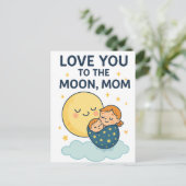 月のママのTシャツにあなたを愛する ポストカード (スタンド正面)
