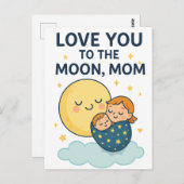 月のママのTシャツにあなたを愛する ポストカード (正面/裏面)