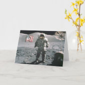 月のメッセージカードのアポロ17最後の人 カード (黄色い花)