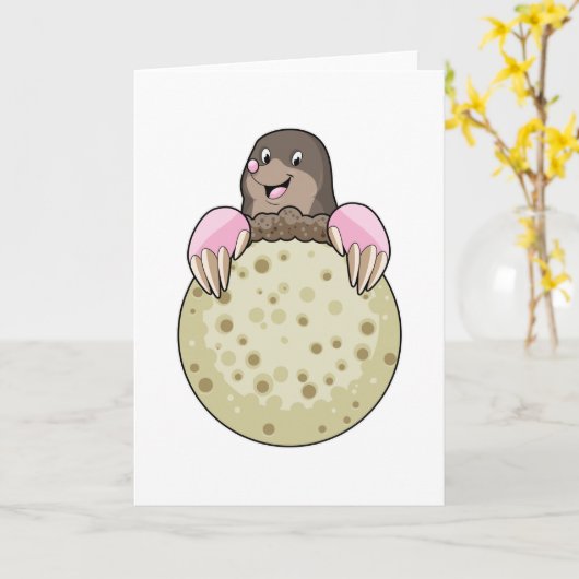 月のモグラ カード (黄色い花)