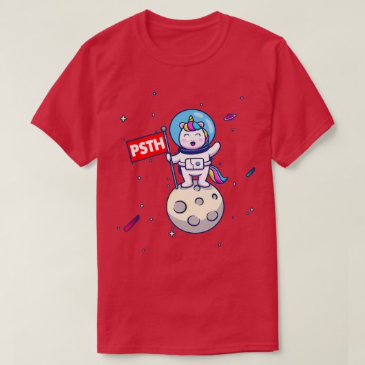 月のユニコーン宇宙飛行士へのPSTH Tシャツ (デザイン正面)