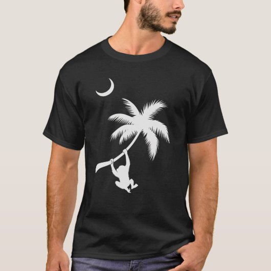 月のユーモアを見る熱帯性のモンキーパーム Tシャツ (正面)